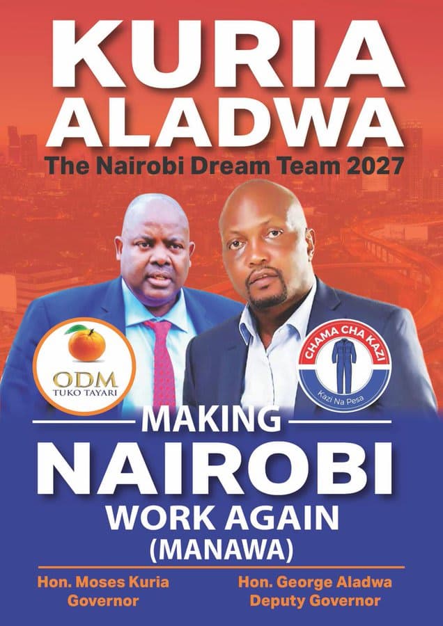 Aladwa Picked As Moses Kuria’s Running Mate in Nairobi’s 2027 Governorship Race